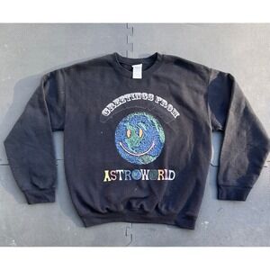 Astroworld Greetings From Earth Smiley Face Black Crewneck‎  Travis Scott